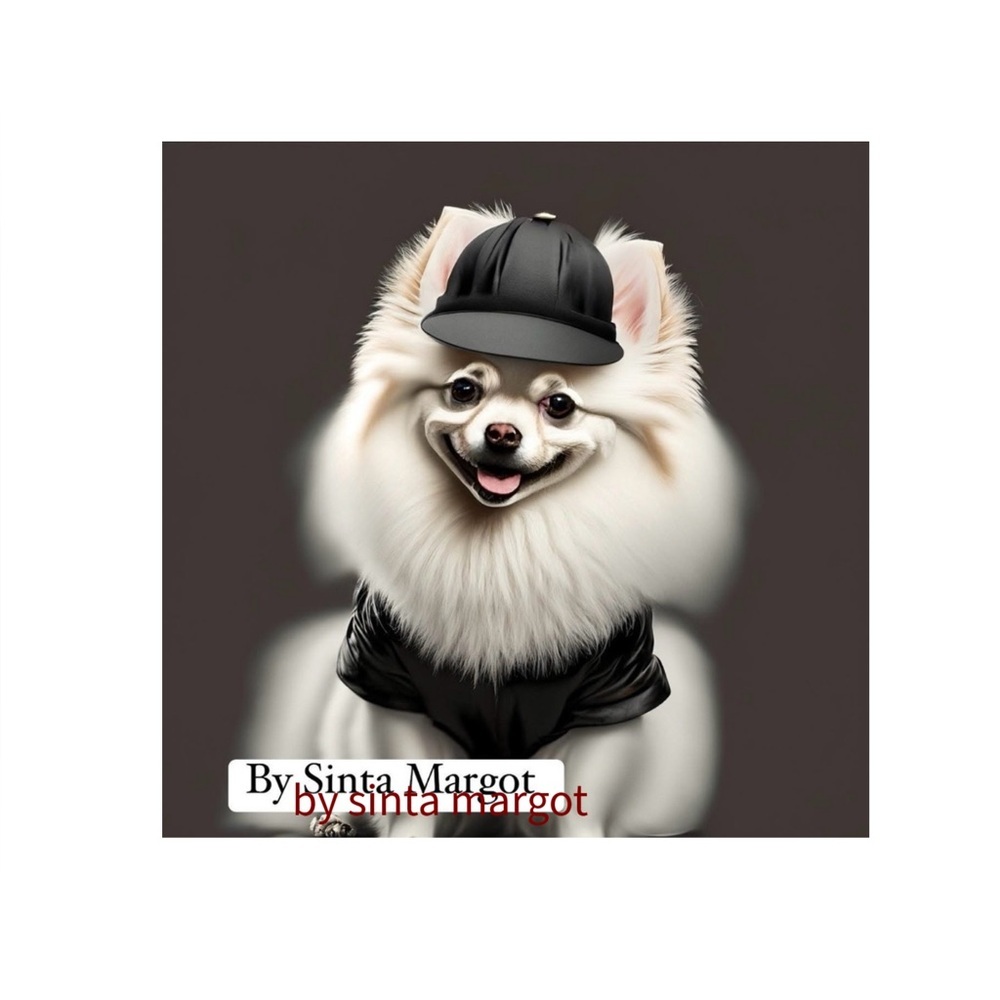 HANDCRAFTED digital art by me of a fancy Pom Pom fashionista , color print NWT